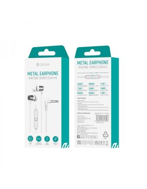 Devia wired earphones Kintone Metal jack 3,5mm white