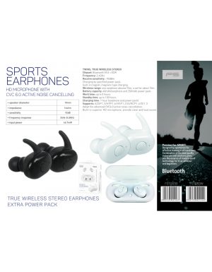 FREESTYLE BLUETOOTH V5.0 EARPHONES SPORT + CHARGING STATION FS1083 WHITE