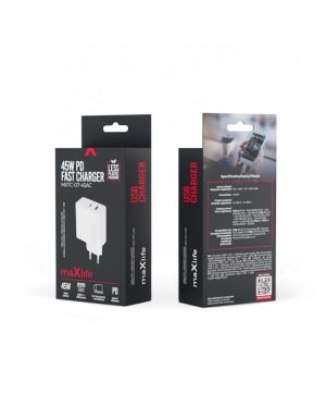 Maxlife MXTC-07-45AC PD QC charger 1x USB-C 1x USB 45W white