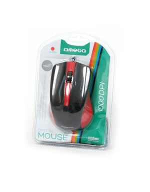MOUSE OMEGA OM-05R OPTICAL 800-1200-1600DPI RED BLISTER [41790]