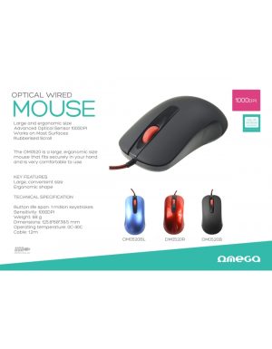 MOUSE OMEGA OM-520 FULL SIZE 1000DPI RED