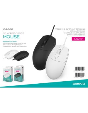 OMEGA MOUSE 3D OFFICE BASIC 1000DPI 1,2M USB WHITE