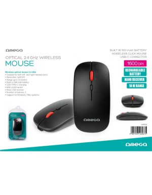 OMEGA MOUSE BLUETOOTH WIRELESS 2.4G 1600DPI OFFICE BLACK USB-C