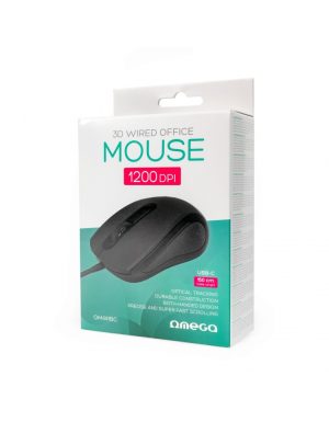 OMEGA MOUSE TUPE-C 3D OFFICE 1200DPI 1,5M USB-C BLACK
