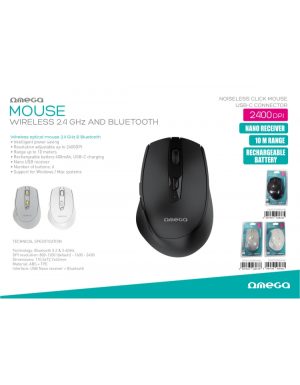 OMEGA MOUSE WIRELESS RECHARGEABLE TYPE C LIME GREY