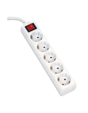 OMEGA POWER STRIP 5M 16A 5 SOCKETS TYP E SCHUKO GERMAN WHITE