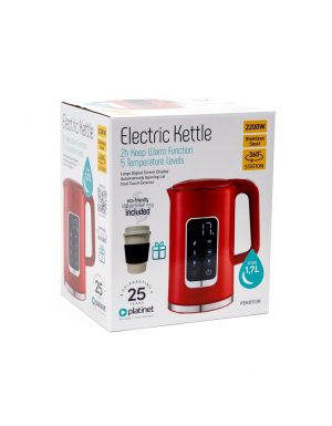 PLATINET KETTLE LCD DISPLAY 1,7L 5 TEMPERATURE SETTINGS + 450 ML TRAVEL MUG, BURGUND RED