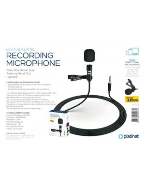 PLATINET LAVALIER LAPEL MICROPHONE CLIP BLACK