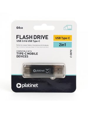 PLATINET PENDRIVE USB 3.2 + Type-C 64GB BLACK
