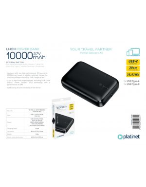 PLATINET POWER BANK 10000mAh PD22,5W QC EV-BATTERY 1400 Cycles BL