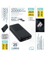 PLATINET POWER BANK 20000 mAh 20W PD/22,5 QC BLACK