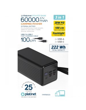 PLATINET POWER BANK 60000 mAh 20W PD