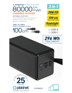 PLATINET POWER BANK 80000 mAh 20W PD