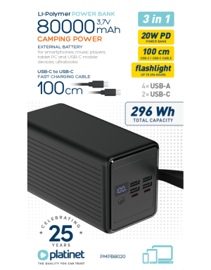 PLATINET POWER BANK 80000 mAh 20W PD