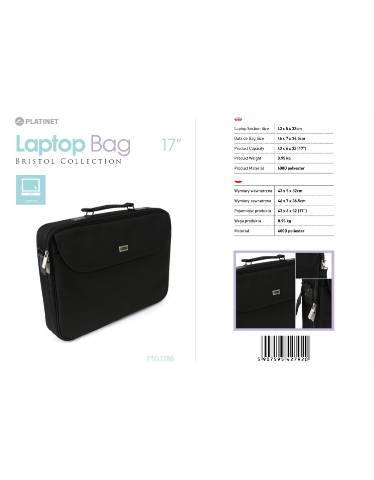 PLATINET TORBA NA LAPTOP 17" BRISTOL /BLACK