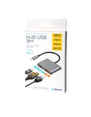PLATINET USB-C 3.2 GEN2 10GB/S MEDIA HUB 3IN1 HDMI 4K USB-A 3.2 USB-C PD 100W ALUMINUM