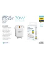 PLATINET WALL CHARGER 30W PD USB-C +USB-A WHITE
