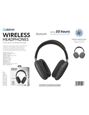 PLATINET WIRELESS HEADPHONES WITH MIC ANC + ENC BLUETOOTH SLIM STYLE GREY