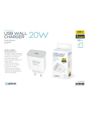 PLCPD20W PLATINET WALL CHARGER 20W PD 1x USB-C WHITE