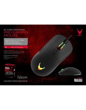 VARR MOUSE GAMING 6D 7200DPI 1,5M BLACK