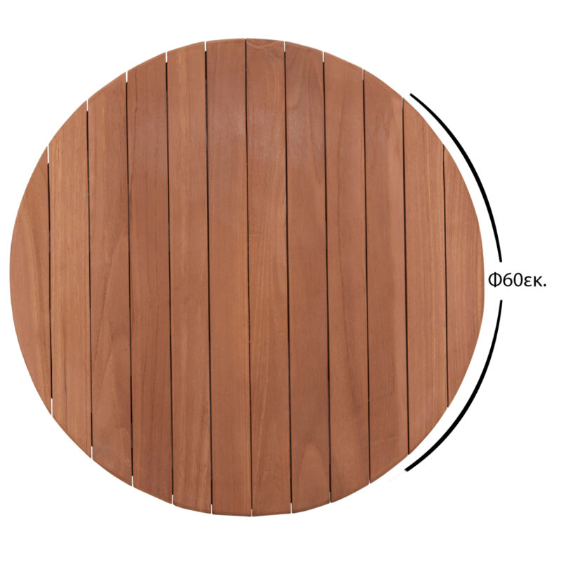 ΕΠΙΦΑΝΕΙΑ ΤΡΑΠΕΖΙΟΥ ΣΤΡΟΓΓΥΛΗ FB918132 ΞΥΛΟ TEAK--ΦΥΣΙΚΟ Φ60x4(πάχος)εκ. - Image 2