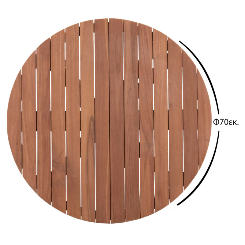 ΕΠΙΦΑΝΕΙΑ ΤΡΑΠΕΖΙΟΥ ΣΤΡΟΓΓΥΛΗ FB918133 ΞΥΛΟ TEAK--ΦΥΣΙΚΟ Φ70x4(πάχος)εκ. - Image 2