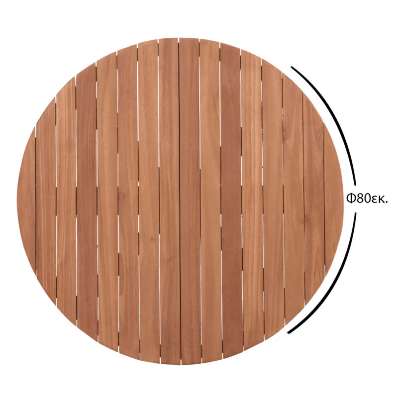 ΕΠΙΦΑΝΕΙΑ ΤΡΑΠΕΖΙΟΥ ΣΤΡΟΓΓΥΛΗ FB918134 ΞΥΛΟ TEAK--ΦΥΣΙΚΟ Φ80x4(πάχος)εκ. - Image 2