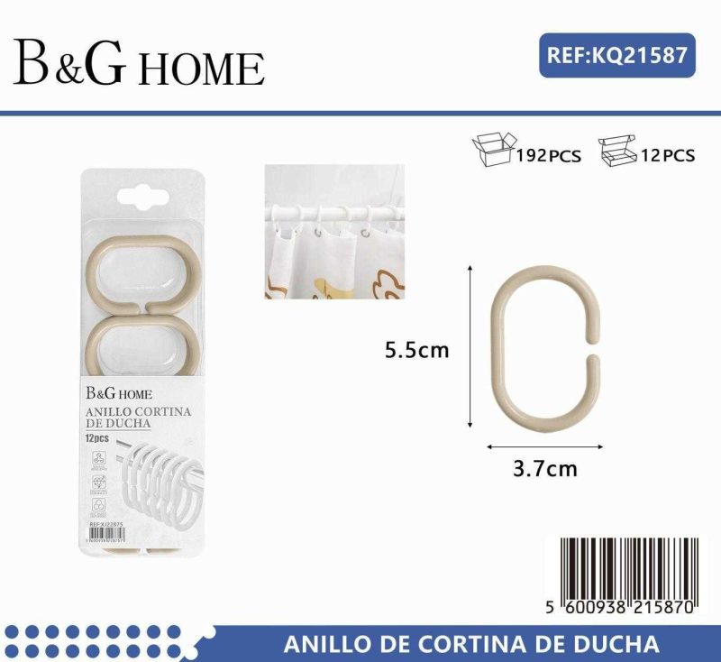 Κρίκοι κουρτίνας μπάνιου - Beige - 21587 - Image 2
