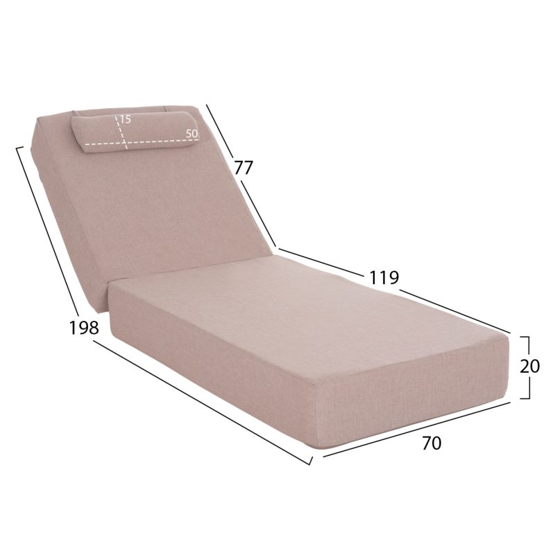 ΜΑΞΙΛΑΡΙ ΞΑΠΛΩΣΤΡΑΣ FB921094.02 OLEFIN ΜΠΕΖ ΜΕ FOAM 198x70x20Υεκ - Image 2