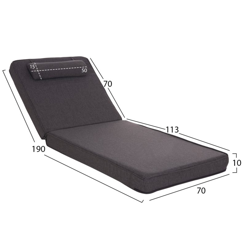 ΜΑΞΙΛΑΡΙ ΞΑΠΛΩΣΤΡΑΣ FB921095.02 OLEFIN ΣΚΟΥΡΟ ΓΚΡΙ ΜΕ FOAM 190x70x10Υεκ - Image 2
