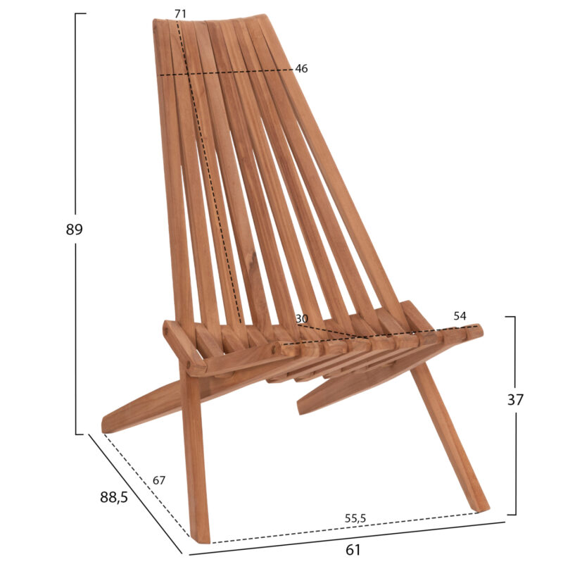 ΠΟΛΥΘΡΟΝΑ LOUNGE ΠΤΥΣΣΟΜΕΝΗ FB918112 ΞΥΛΟ TEAK--ΦΥΣΙΚΟ 61x88.5x89Υεκ. - Image 2