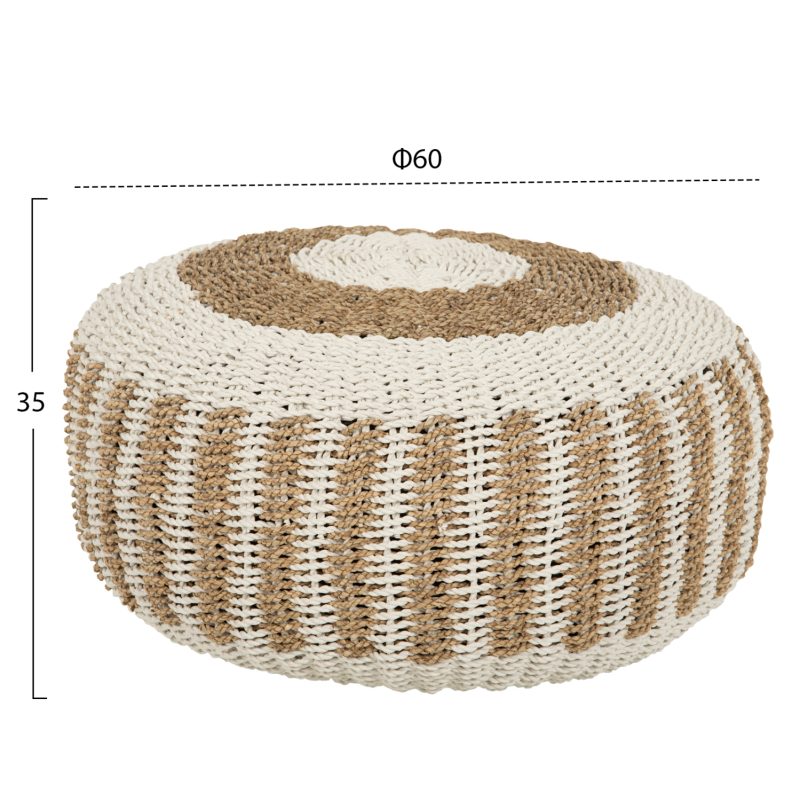 ΠΟΥΦ ΣΚΑΜΠΟ FB97851.01 SEAGRASS ΣΕ ΦΥΣΙΚΟ-ΛΕΥΚΟ ΧΡΩΜΑ Φ60x35Yεκ. - Image 2