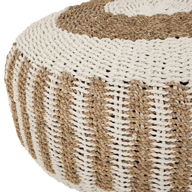 ΠΟΥΦ ΣΚΑΜΠΟ FB97851.01 SEAGRASS ΣΕ ΦΥΣΙΚΟ-ΛΕΥΚΟ ΧΡΩΜΑ Φ60x35Yεκ. - Image 3