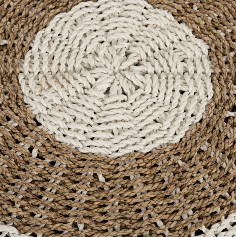 ΠΟΥΦ ΣΚΑΜΠΟ FB97851.01 SEAGRASS ΣΕ ΦΥΣΙΚΟ-ΛΕΥΚΟ ΧΡΩΜΑ Φ60x35Yεκ. - Image 4
