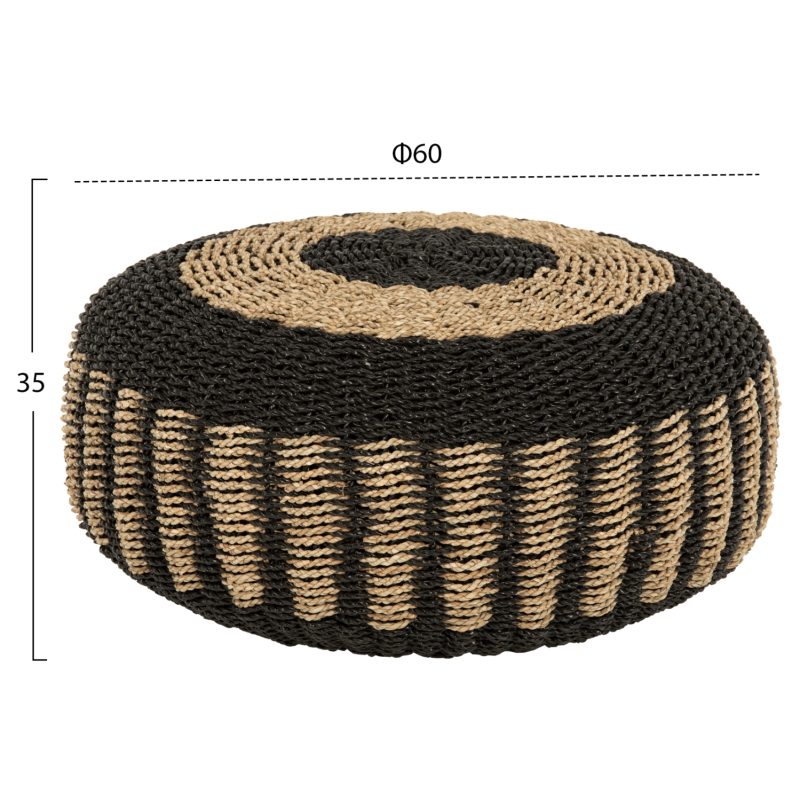 ΠΟΥΦ ΣΚΑΜΠΟ FB97851.02 SEAGRASS ΣΕ ΦΥΣΙΚΟ-ΜΑΥΡΟ ΧΡΩΜΑ Φ60x35Yεκ. - Image 2