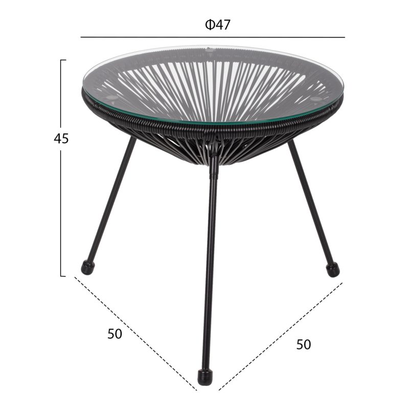 ΣΕΤ ΤΡΑΠΕΖΑΡΙΑΣ 3ΤΜΧ FB911871 ΜΕΤΑΛΛΟ & RATTAN ΣΕ ΜΑΥΡΟ ΧΡΩΜΑ - Image 3