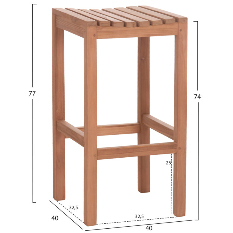 ΣΚΑΜΠΟ ΜΠΑΡ FB918109 ΞΥΛΟ ΤΕΑΚ ΣΕ ΦΥΣΙΚΟ 40x40x77Υεκ. - Image 2