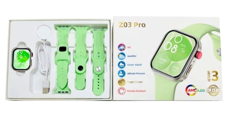 Σετ Smartwatch με 3 λουράκια - Z03 Pro - 065042 - Green - Image 2