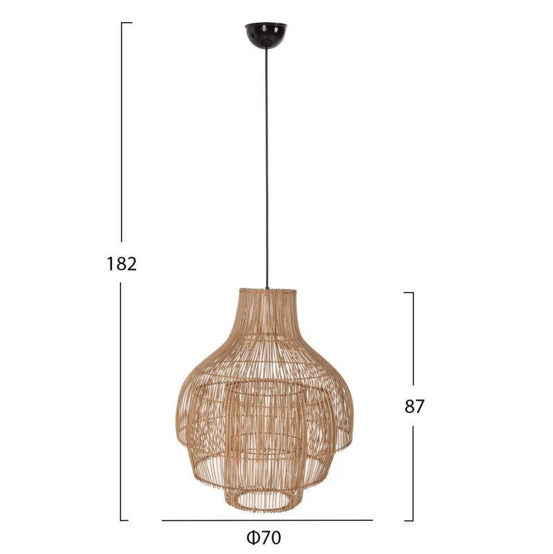 ΦΩΤΙΣΤΙΚΟ ΟΡΟΦΗΣ ΚΡΕΜΑΣΤΟ FB97857 RATTAN ΣΕ ΦΥΣΙΚΟ ΧΡΩΜΑ ΜΕ ΤΡΙΑ ΣΧΗΜΑΤΑ Φ70Χ182Υεκ - Image 2