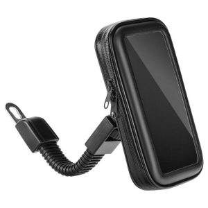 Η προσαρμογή της γίνετε αρκετά γρήγορα και εύκολα χάρις τον ενισχυμένο βραχίονα που διαθέτει και επιτρέπει περιστροφή 360 μοιρών (κυκλικά). Η συσκευή σας θωρακίζεται μέσα στην ειδική θήκη από βροχές