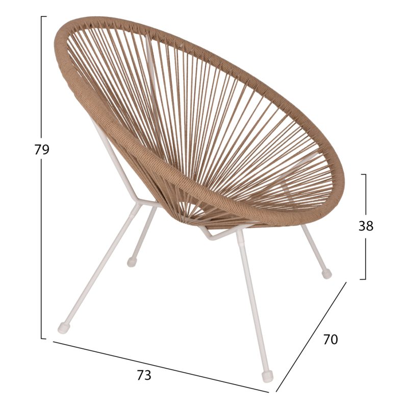 ΠΟΛΥΘΡΟΝΑ ACAPULCO Τ. ΦΩΛΙΑ ΜΕΤΑΛΛΟ ΛΕΥΚΟ ΜΕ TWISTED WICKER FB95871.02 70x73x79 εκ. - Image 2