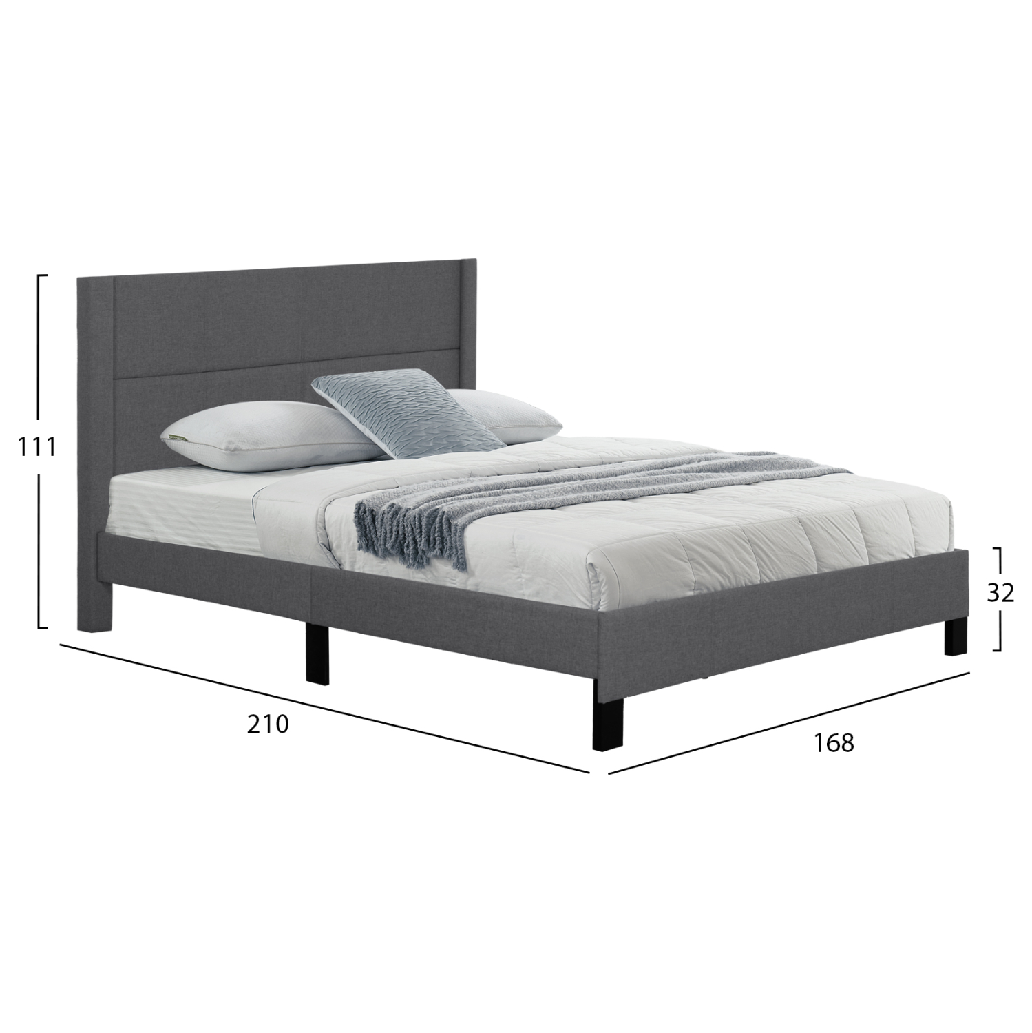 ΚΡΕΒΑΤΙ FB9666.12 ΓΚΡΙ ΥΦΑΣΜΑ ΓΙΑ ΣΤΡΩΜΑ 160X200εκ. - Image 2