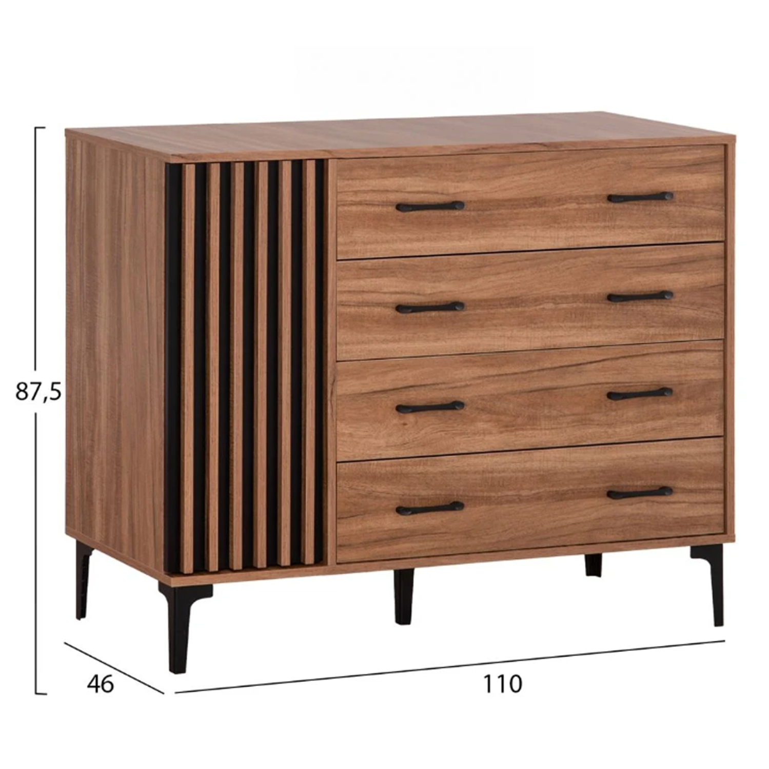 ΣΕΤ ΚΡΕΒΑΤΟΚΑΜΑΡΑΣ 4ΤΜΧ FB921115 ΜΕΛΑΜΙΝΗ ΣΕ ΦΥΣΙΚΟ ΞΥΛΟΥ & ΜΑΥΡΟ ΧΡΩΜΑ - Image 4