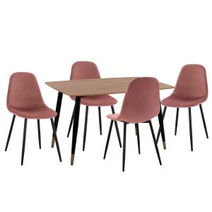 ΣΕΤ ΤΡΑΠΕΖΑΡΙΑΣ 5ΤΜΧ FB921201 MDF TOP-ΒΕΛΟΥΔΟ ΣΑΠΙΟ ΜΗΛΟ & ΜΕΤΑΛΛΟ ΜΑΥΡΟ