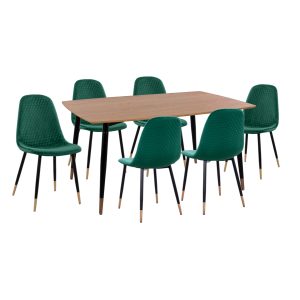 ΣΕΤ ΤΡΑΠΕΖΑΡΙΑΣ 7ΤΜΧ FB911197.03 MDF TOP-ΒΕΛΟΥΔΟ ΚΥΠΑΡΙΣΣΙ & ΜΕΤΑΛΛΟ ΜΑΥΡΟ