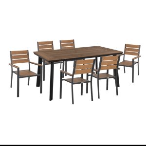 ΣΕΤ ΤΡΑΠΕΖΑΡΙΑΣ FB921198 ΤΡΑΠΕΖΙ & 6 ΠΟΛΥΘΡΟΝΕΣ-ΑΛΟΥΜΙΝΙΟ & POLYWOOD-ΑΝΘΡΑΚΙ