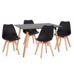 ΣΕΤ ΤΡΑΠΕΖΑΡΙΑΣ 5ΤΜΧ FB921185 MDF TOP ΣΕ ΜΑΥΡΟ--ΠΟΔΙΑ ΟΞΙΑΣ