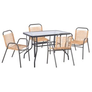 ΣΕΤ ΤΡΑΠΕΖΑΡΙΑΣ 5ΤΜΧ FB921221.01 ΚΑΡΕΚΛΕΣ ΜΕΤΑΛ. & ΤΡΑΠΕΖΙ 110x60 ΓΚΡΙ-ΦΥΣΙΚΟ