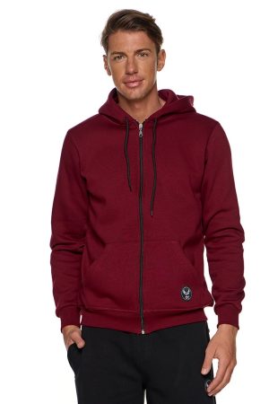 BODYMOVE Ζακέτα UNISEX τρίκλωνη με κουκούλα ΜΠΟΡΝΤΩ #B002