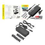 Γενικός μετασχηματιστής εναλλασσόμενου ρεύματος 150W  για τους περισσότερους φορητούς υπολογιστές και τις ηλεκτρονικές συσκευές σας. Ένα πολύ υψηλής ποιότητας προϊόν κατασκευασμένο από υψηλής ποιότητας εξαρτήματα. Μια εξαιρετική αντικατάσταση για χαμένο ή σπασμένο φορτιστή φορητού υπολογιστή. Τον έχετε μαζί σας και τον χρησιμοποιείτε με όλες τις συσκευές σας! Αυτό το προϊόν διαθέτει ένα σύνολο 13 εναλλασσόμενων βυσμάτων που καλύπτουν τα περισσότερα μοντέλα φορητών υπολογιστών στην αγορά σήμερα.